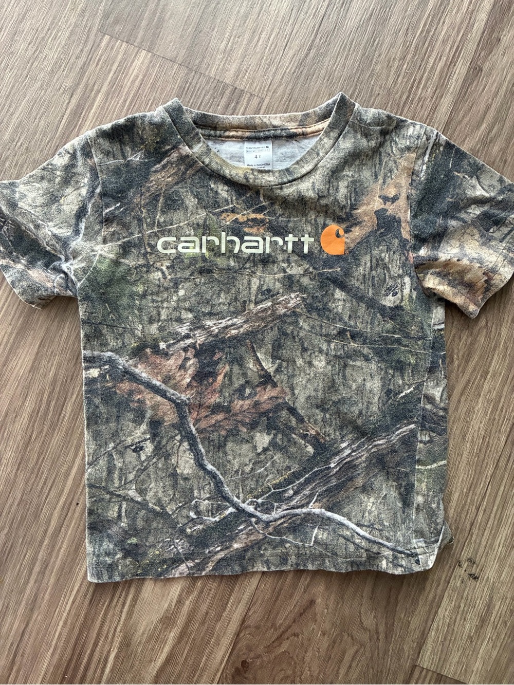 Carhartt Boys' Camouflage Short Sleeve Tee with Orange Logo